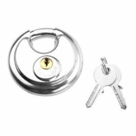 TOLSEN 2-3/4 Disc Padlock Material: Stainless Steel, Mirror Polished, Hardened Steel Shackle w/3 PCS 55175